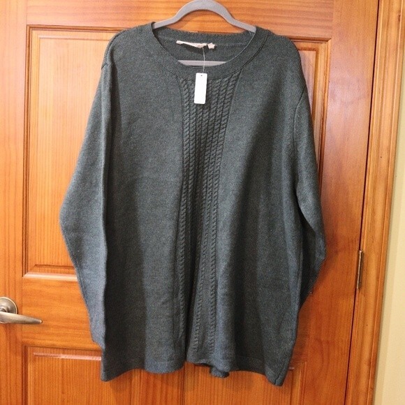 Soft Surroundings Green Wool Blend Sweater Plus Size 3X Cozy Classic Pullover - Picture 3 of 14